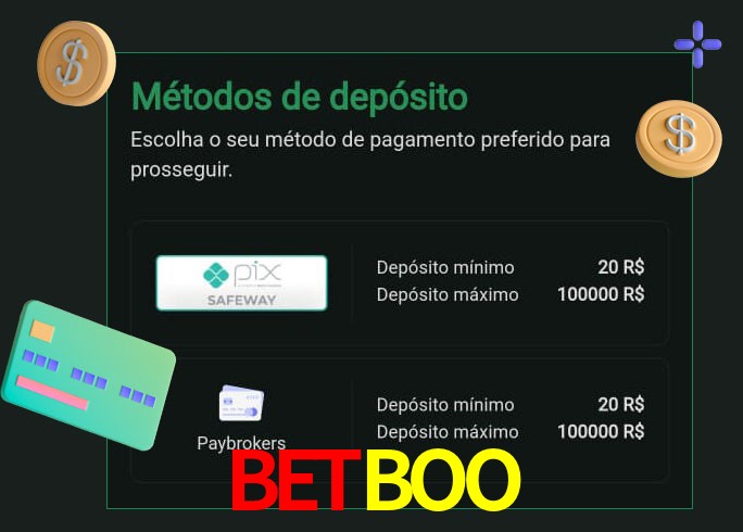 O cassino BETBOO oferece uma grande variedade de métodos de pagamento